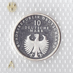 10 марок. 50 лет Немецкой марке (A). Серебро. 1998 г. PROOF. В родной запайке
