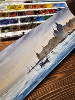 Картина авторская акварельная в раме 20х50 см на стену для интерьера "Гранд-канал"