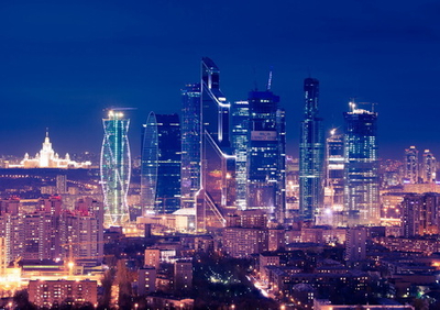 Фото на стекле "Москва Сити ночью" Декор для дома, подарок