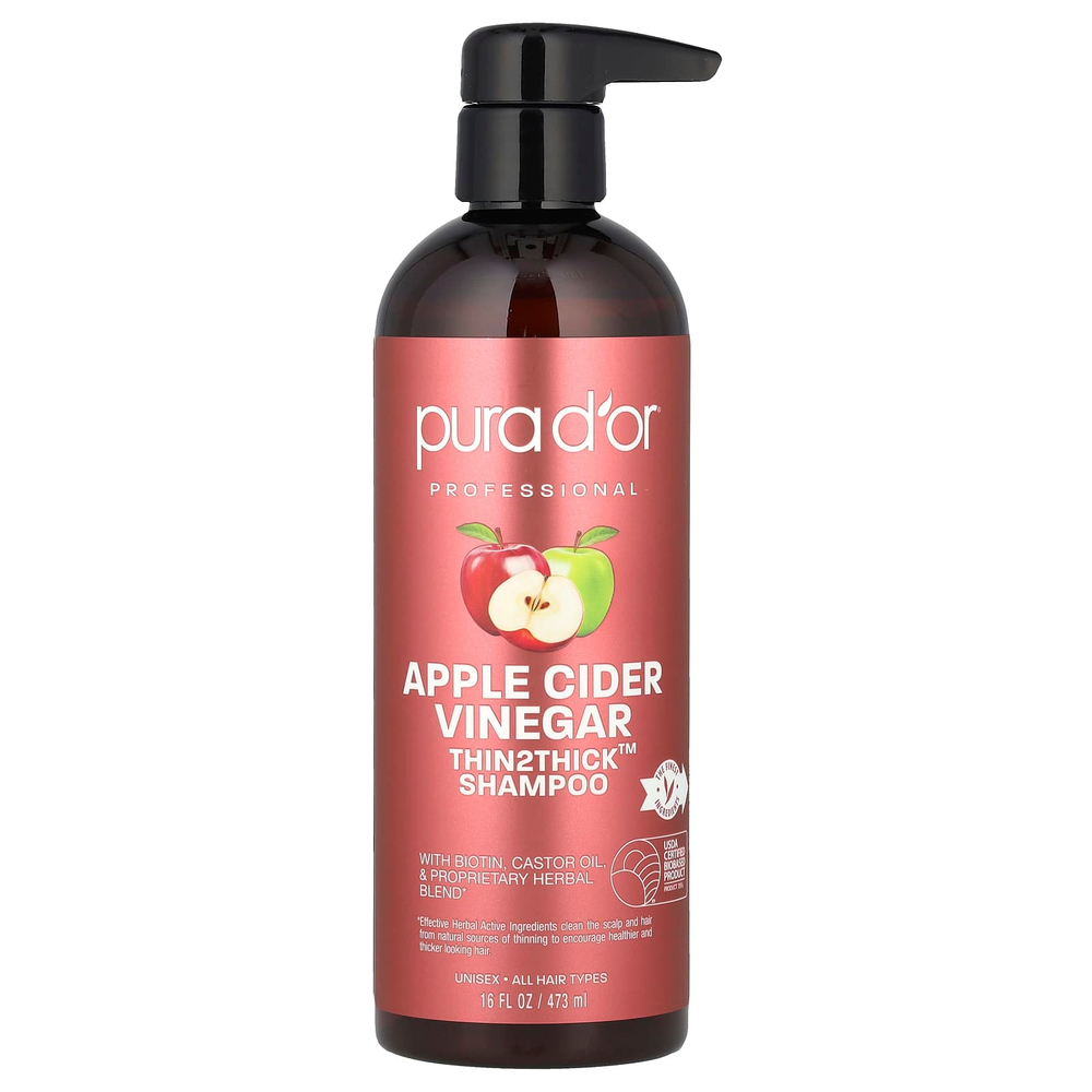 Pura D'or, Thin2Thick, шампунь с яблочным уксусом, 473 мл (16 жидк. унций)