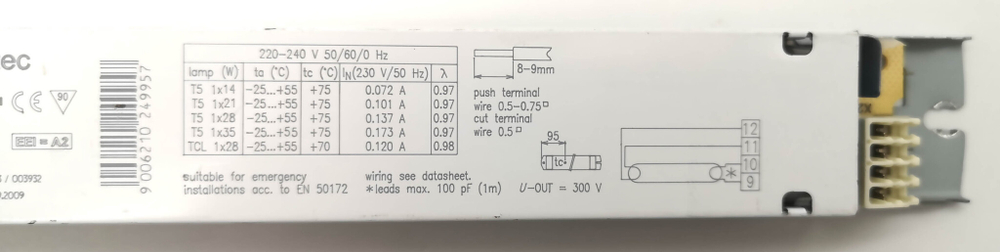 ЭПРА для T5 линейных люминесцентных ламп TRIDONIC.ATCO xitec PC 1/14-21-28-35 T5 PRO Ip 22 176 096 (--)