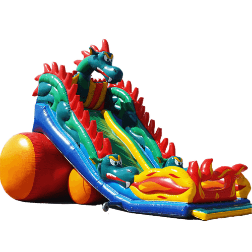 Коммерческий надувной батут-горка "Огненный дракон" 18*8*13 м