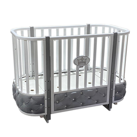 Детская кроватка Антел Esenia-2 (белый/серый) с мягкой вставкой, поперечный маятник