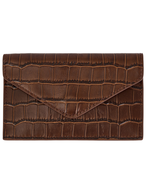 Картхолдер ENVELOPE CROCO шоколадного цвета