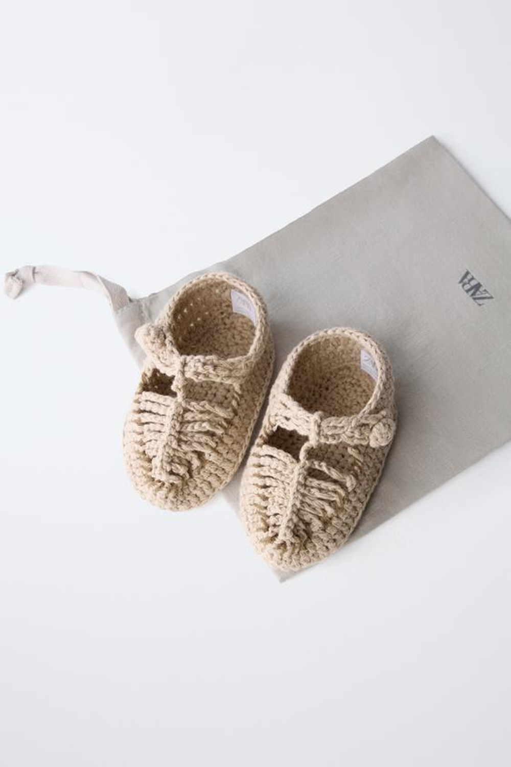 ZARA ХЛОПКОВЫЕ ПИНЕТКИ, ПЕСОЧНО-КОРИЧНЕВЫЙ