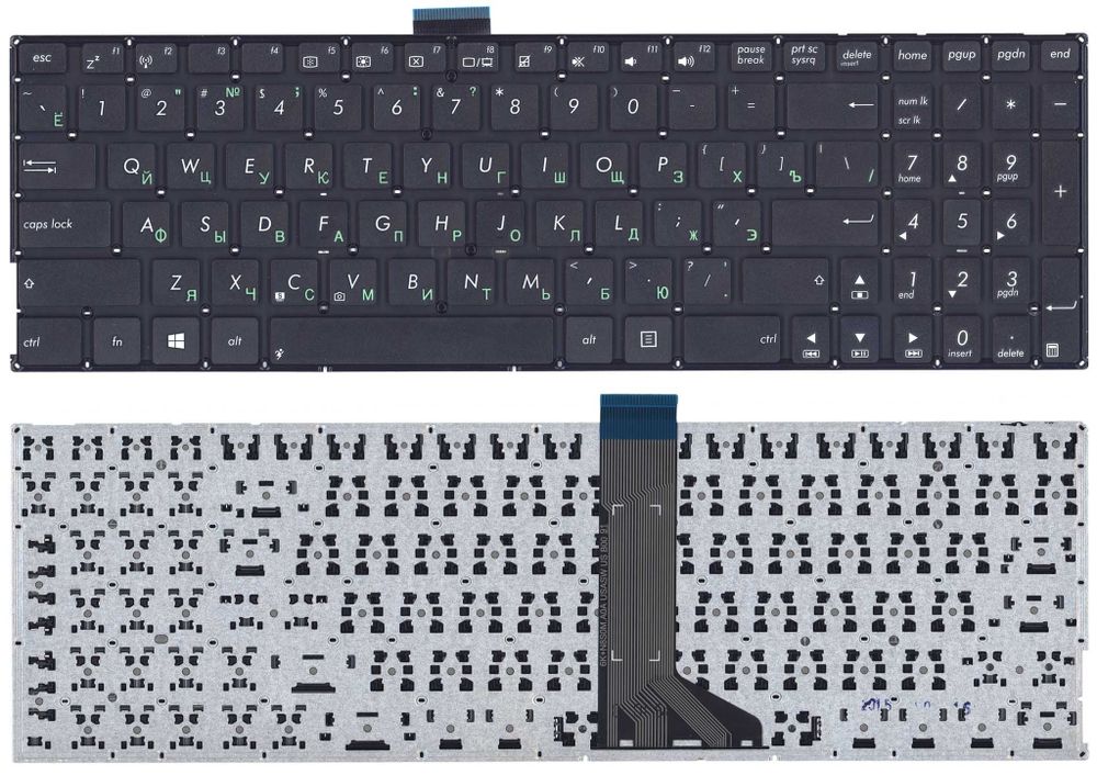 Клавиатура для ноутбука Asus A553, D553, K555, X555, X553, X502, Плоский Enter. Черная, без рамки