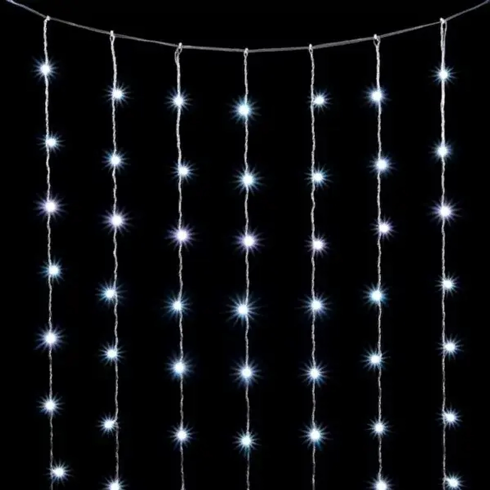 Светодиодный занавес 2*3 м., 600 белых LED ламп, облегченный, прозрачный провод ПВХ, LTC (PCL600NOT-10-2W)