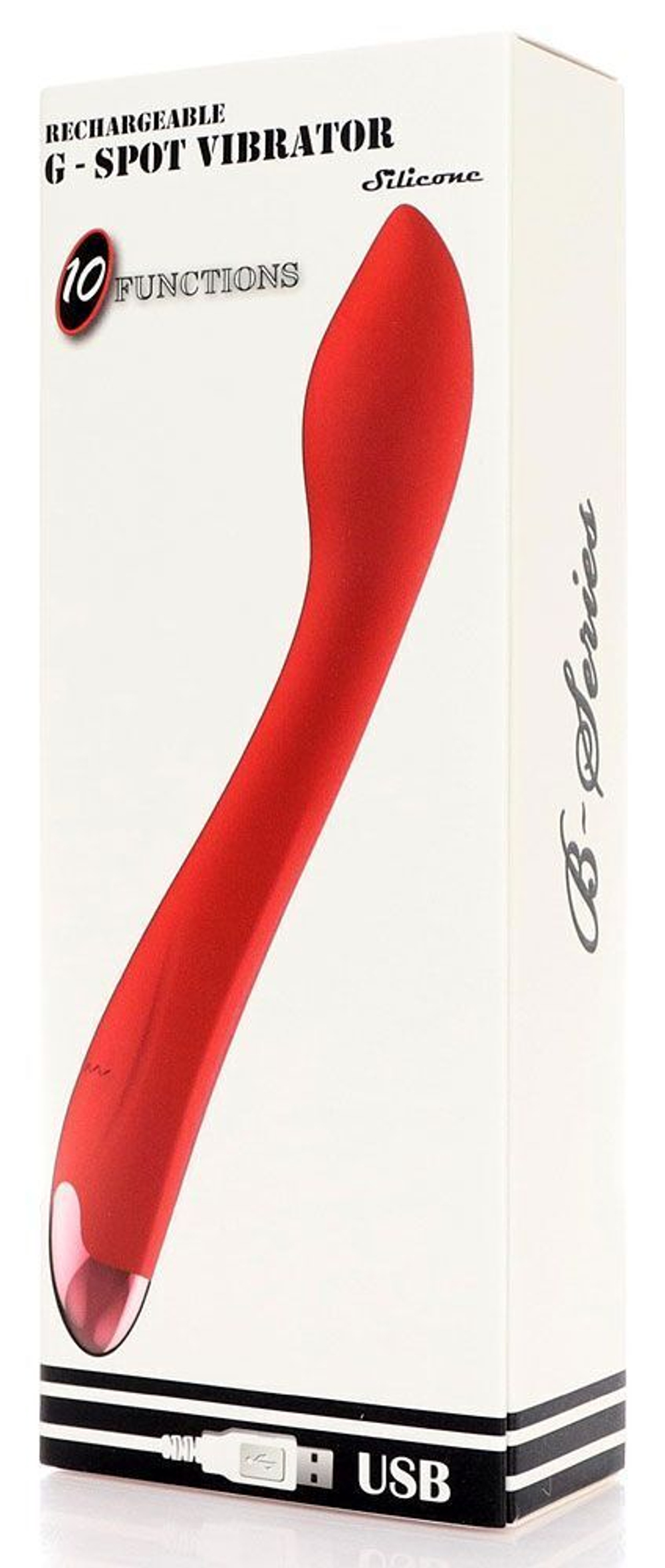 Красный изогнутый вибратор для массажа точки G - 23 см. (Цвет: красный)