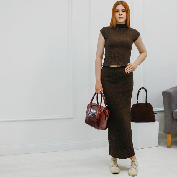 Сумка цвет бургунди, шоколад, Италия