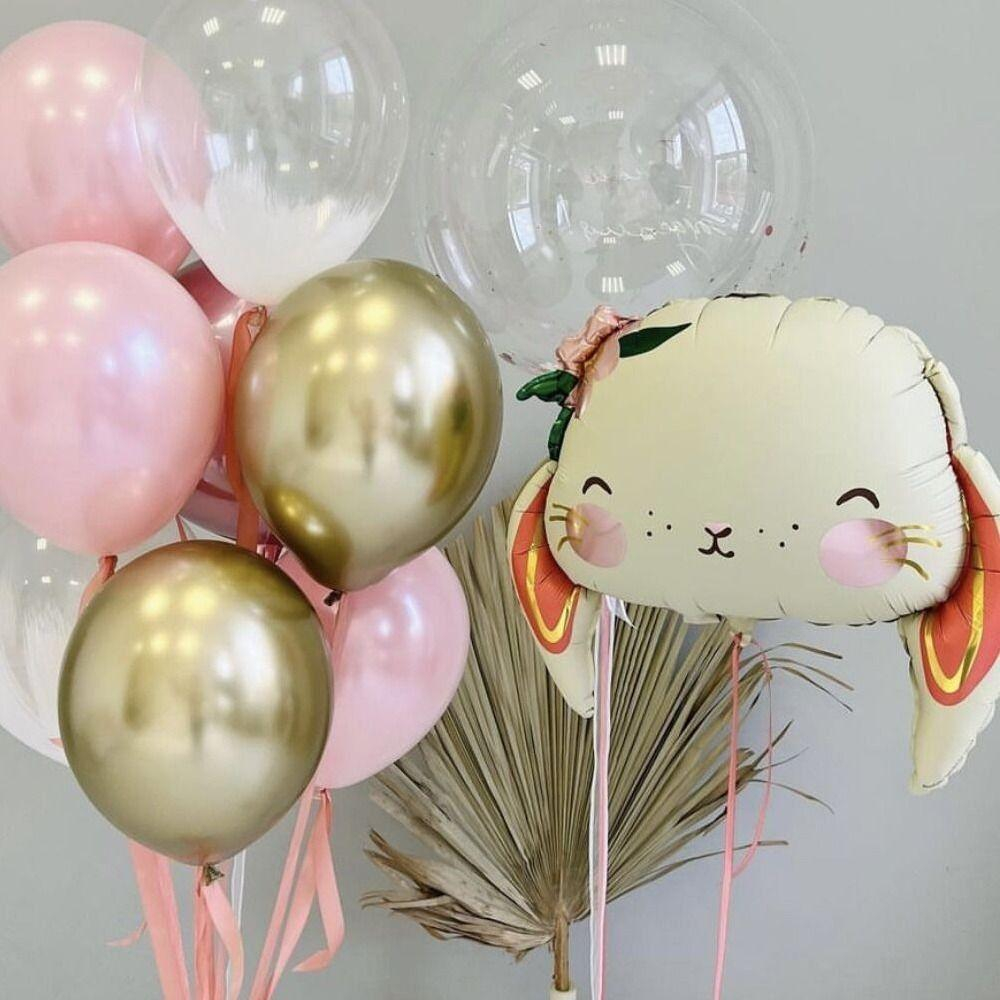 Фольгированный шар-фигура «Зайка с цветком голова», 51 см