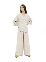 Linen palazzo pants & pajama-style shirt