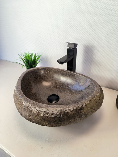 Раковина из речного камня RS-65959 46х37х15 из натурального камня