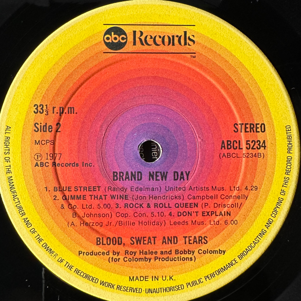 Blood, Sweat And Tears Featuring David Clayton-Thomas ‎– Brand New Day (Англия 1977г.)