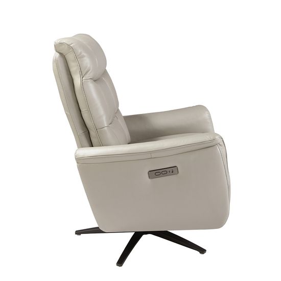 Поворотное кресло-реклайнер 5114/KM-A6010-M565 серое кожаное Испания 