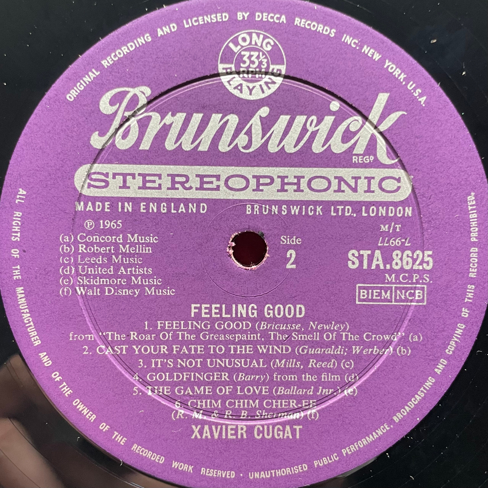 Xavier Cugat And His Orchestra ‎– Feeling Good! (Англия 1965г.)