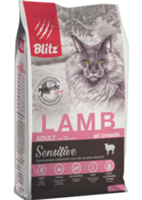 Blitz 2кг Sensitive Lamb Сухой корм для взрослых кошек Ягненок