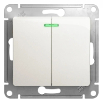 GLOSSA 2-клавишный ВЫКЛЮЧАТЕЛЬ с подсветкой, сх.5а, 10АХ, механизм, ПЕРЛАМУТР