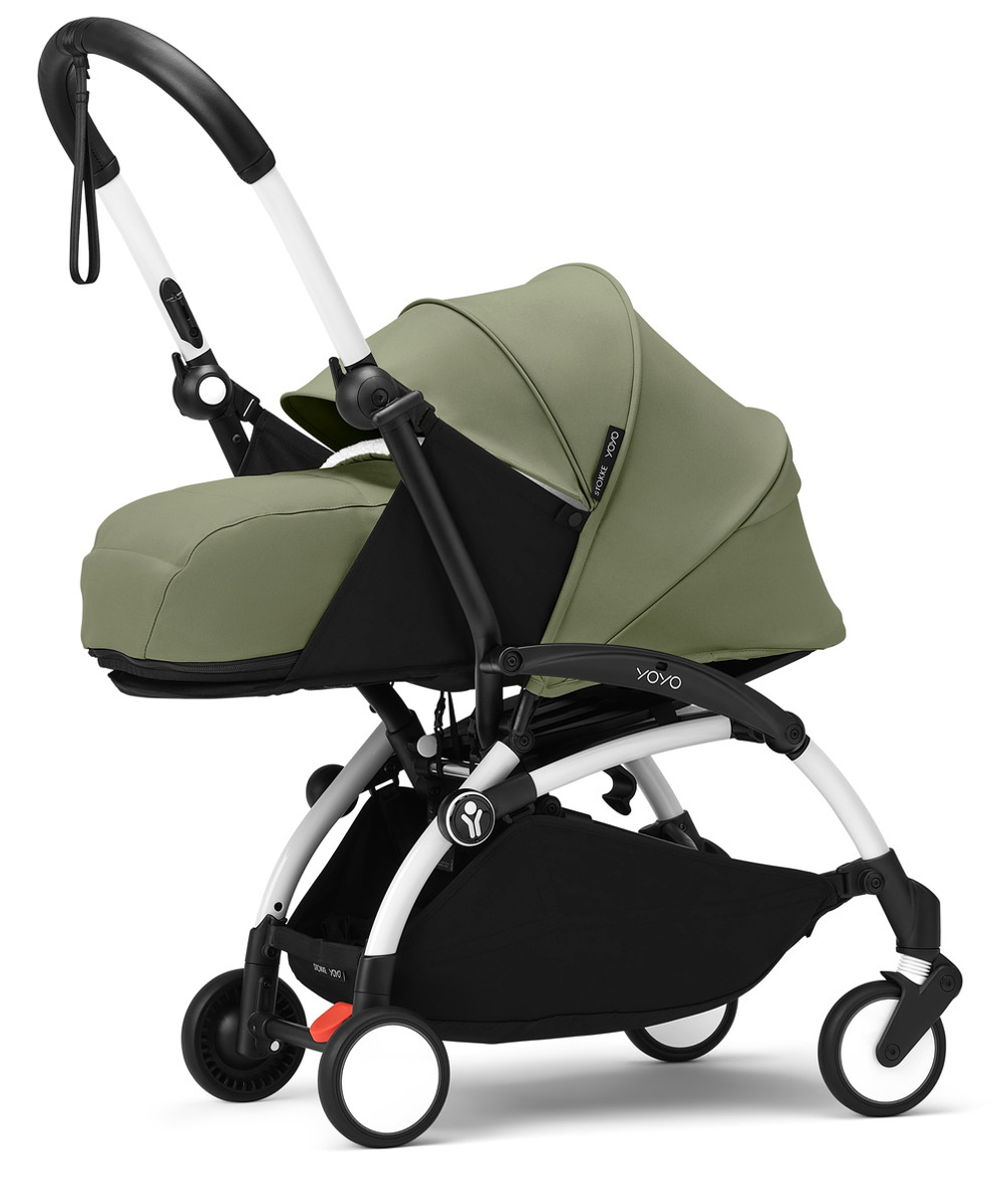Коляска для новорожденных Stokke YOYO3 Newborn Pack 0+ рама белая White Olive
