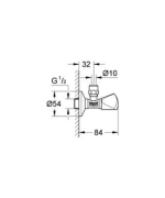 Угловой вентиль GROHE 22951 00M, латунь, хромированный, универсальный, 1/2"