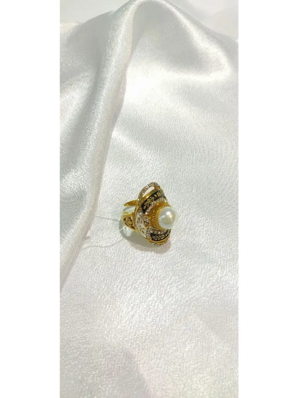 Ювелирное кольцо серебро 925 жемчуг майорика стразы