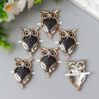 Брадс для творчества пластик "Филин" золото с чёрным 4,8х2,8х0,3 см