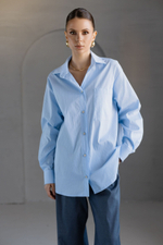 Рубашка из хлопка в полоску голубая