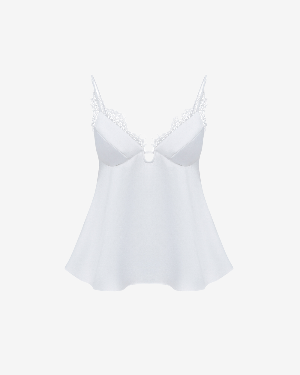 Топ на бретелях из сатина и кружева с вырезом