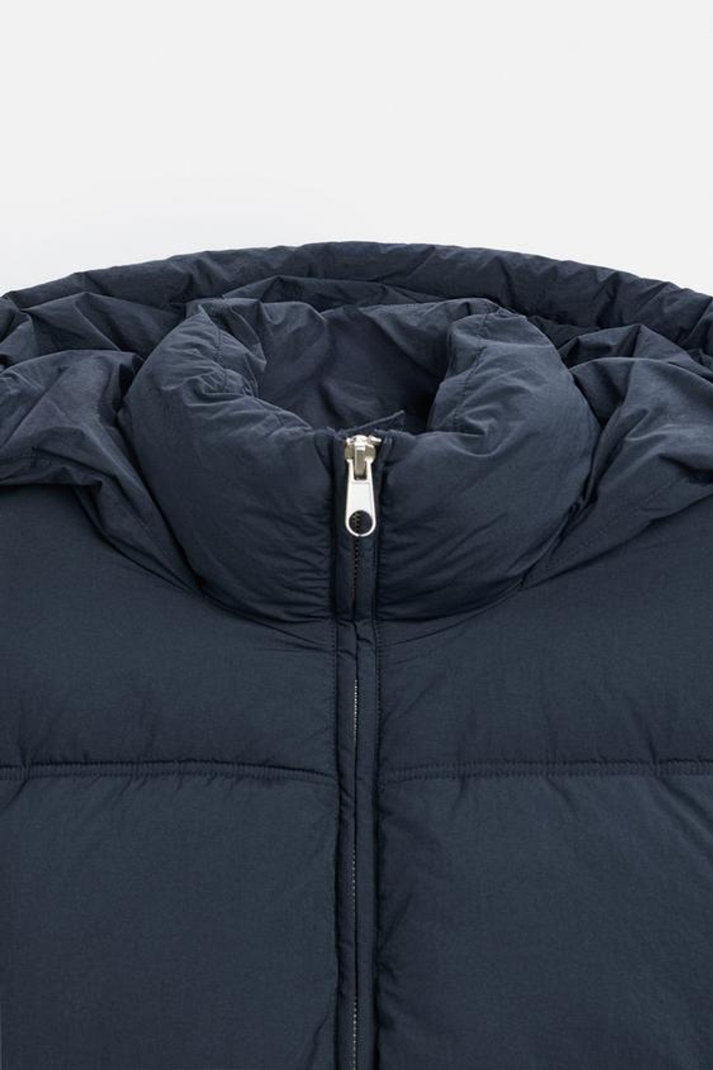 ZARA ПУХОВИК С КАПЮШОНОМ, СИНИЙ/ЧЕРНЫЙ