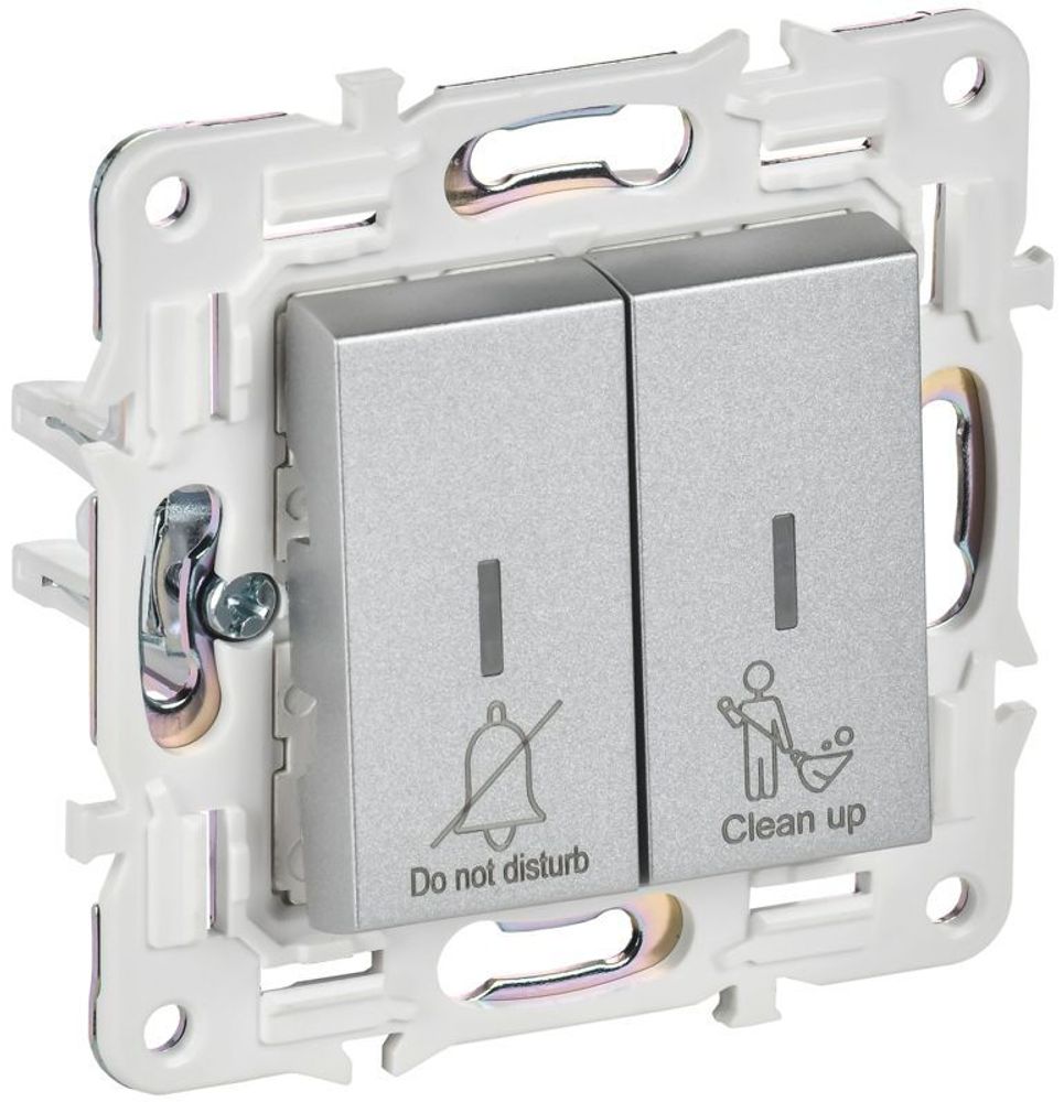 Выключатель 2-кл. SKANDY 10А SK-V16S для отелей с индикацией серебр. IEK SK-V20-2-10-K23