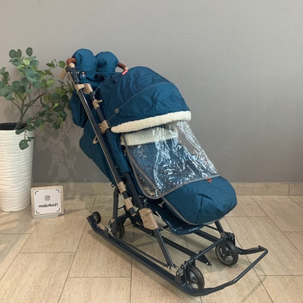 Коляска комбинированная (санки - коляска) «Ника Детям 7-8K» синий меланж (арт. НД7-8K/3)