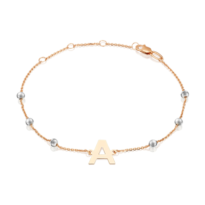Браслет «Буква А» из комбинированного золота