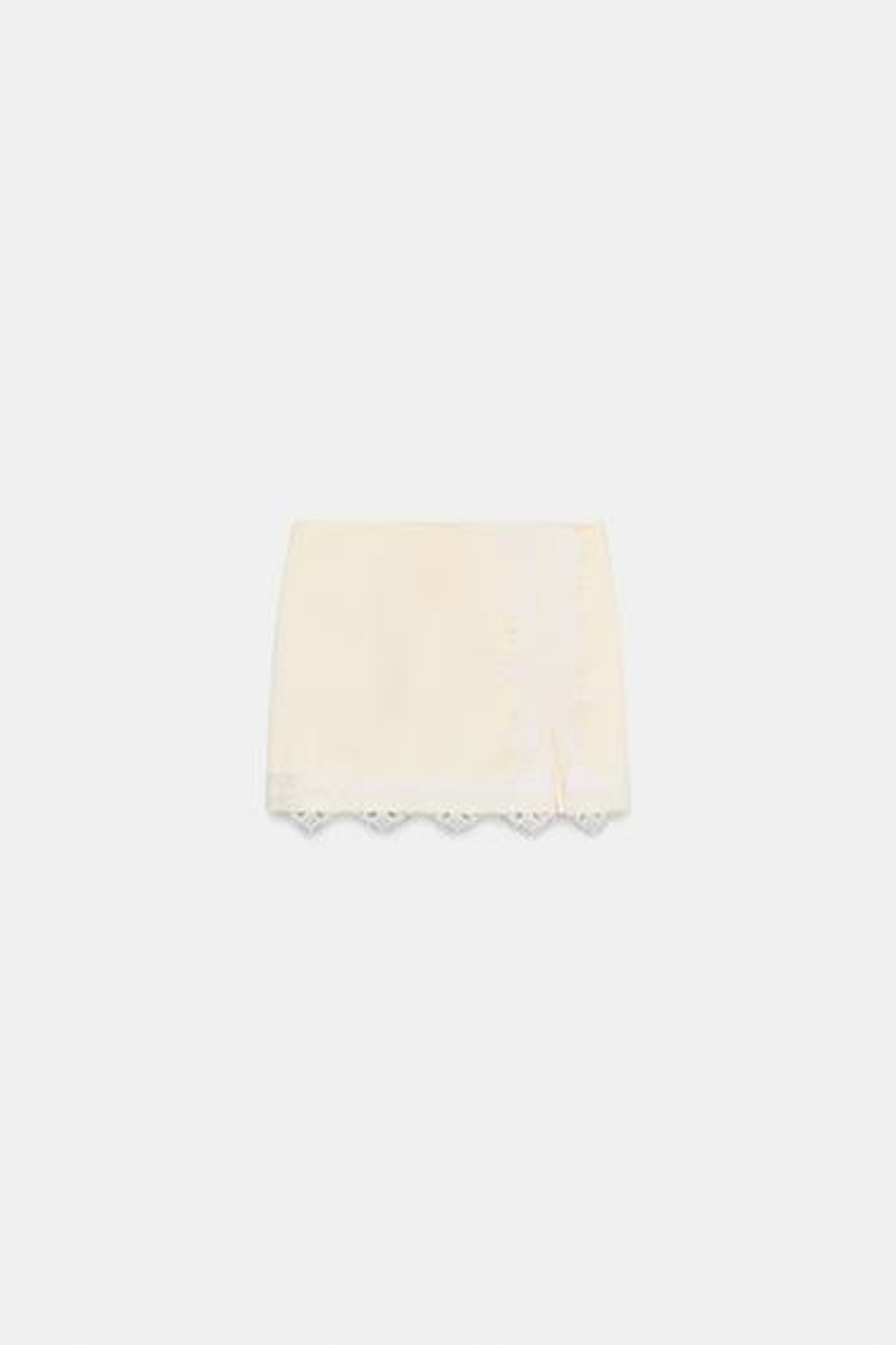 ZARA ЮБКА-ШОРТЫ ИЗ АТЛАСА С КРУЖЕВОМ, ЖЕЛТЫЙ