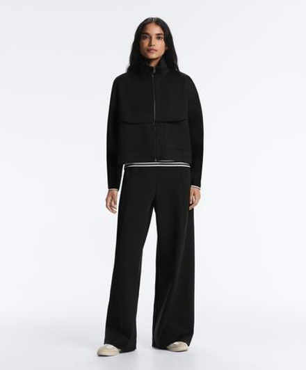 OYSHO Брюки с высокой посадкой и широкими штанинами с эффектом неопрена, черный