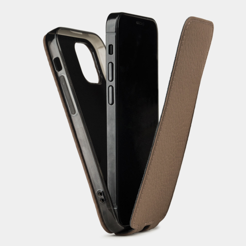 Чехол для iPhone 12 Mini из натуральной кожи теленка, цвета кофе