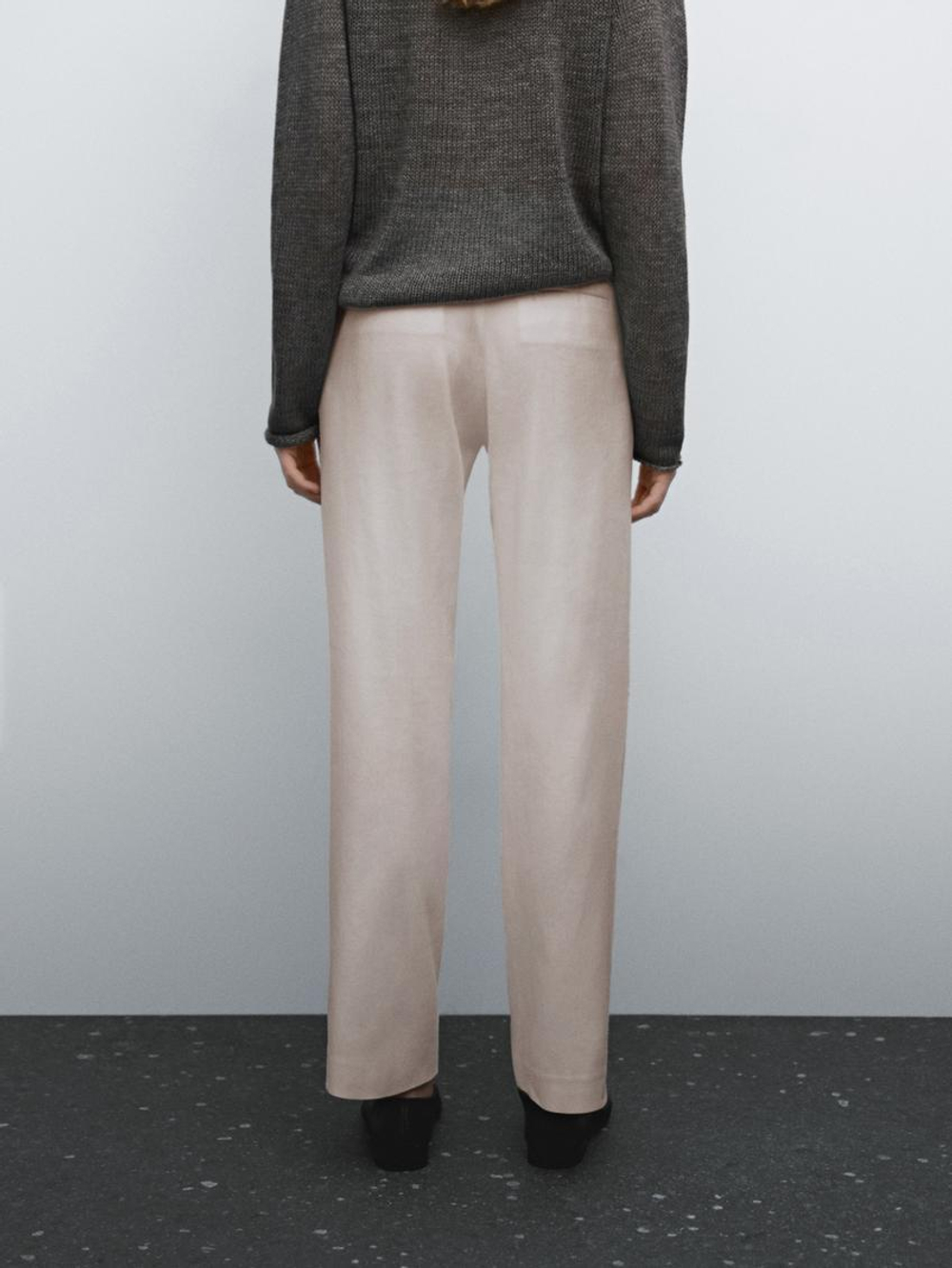 Massimo Dutti Эластичные брюки из смесового льна, дымчатый