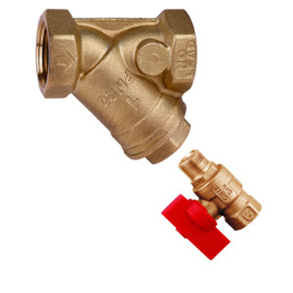 Фильтр сетчатый 1/2", ВР-ВР, PN20, со сливным краном, корроз. латунь Cimberio