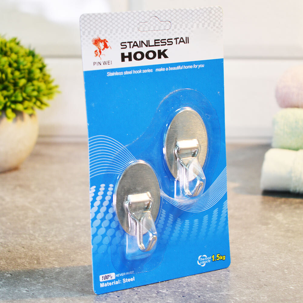 Крючок самоклеящийся 2шт металлический