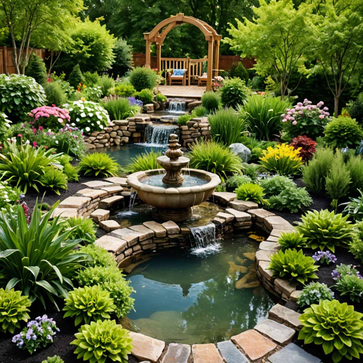 Как создать фонтан или искусственный ручей на участке своими руками.