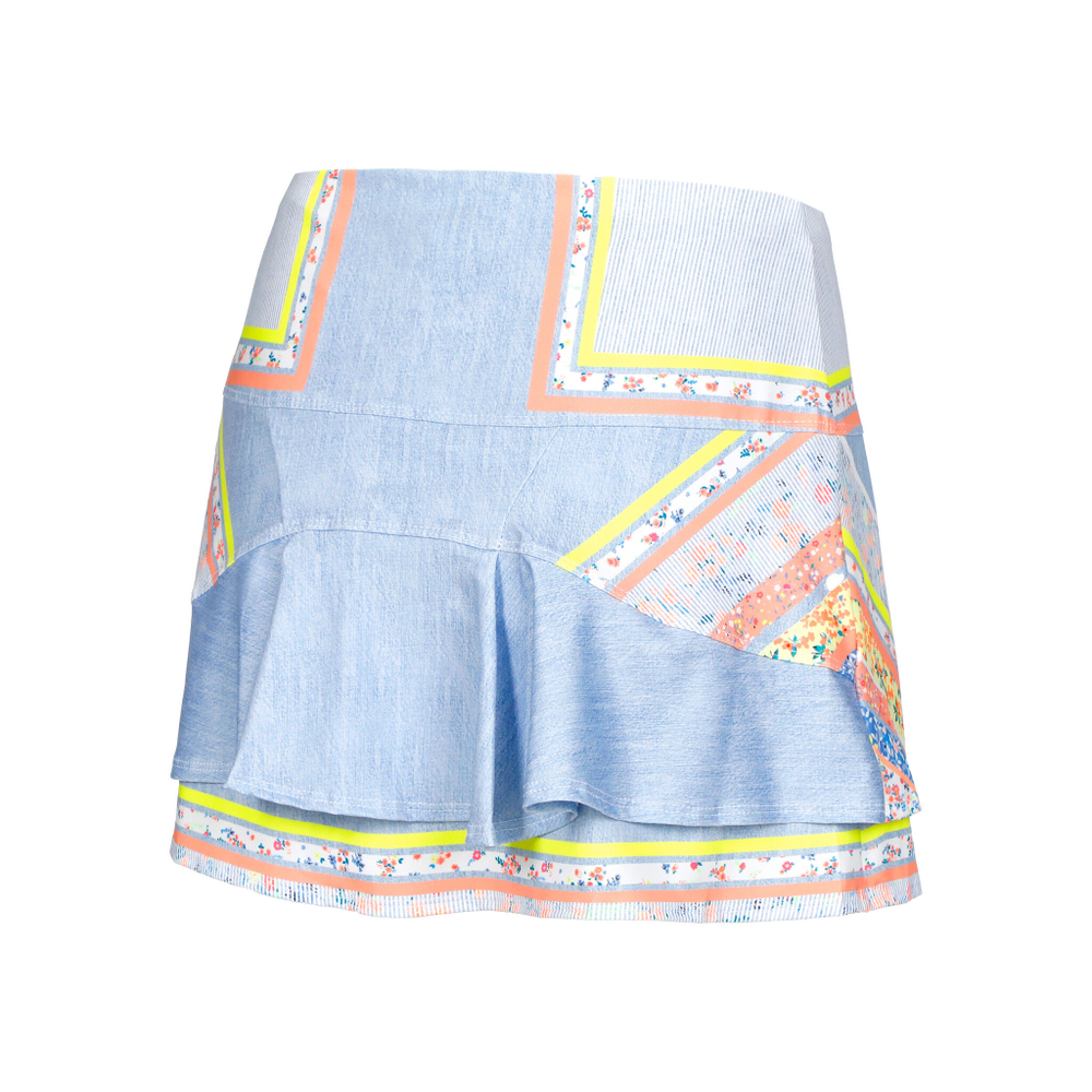 Женская теннисная юбка Lucky in Love Long Blossom Skirt Women - Light Blue, Multicoloured