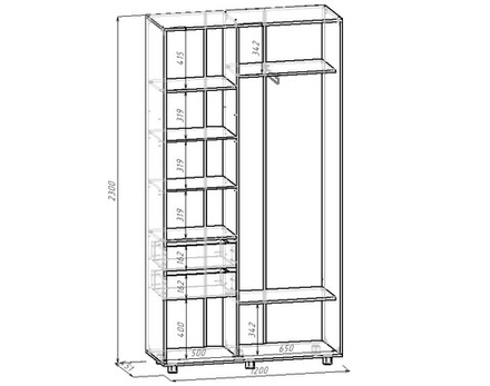 Шкаф-купе МАМА PRIME, 120х45х230 Дуб вотан с зеркалом
