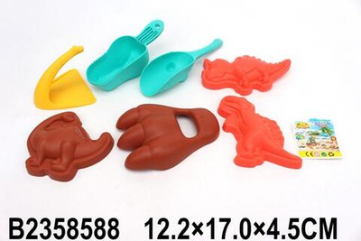 Набор для игры в песок (7 предметов) совок, грабли, формочки, сет. HY-251W