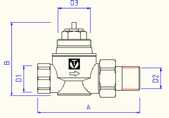 Клапан термостатический Valtec 3/4" прямой повыш. пропуск. сп-сти арт. VT.034.N.05 для радиаторов