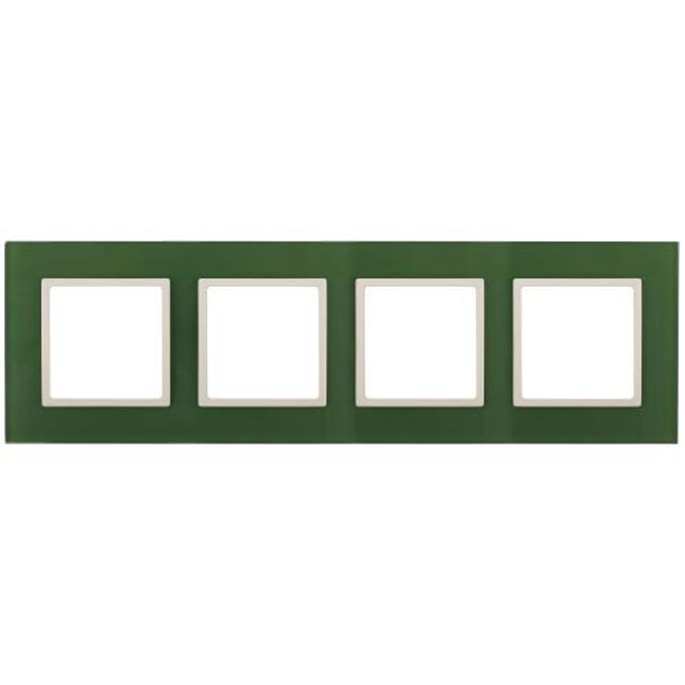 Рамка 4-м 14-5104-27 стекло Elegance зел.+сл. кость ЭРА Б0034535