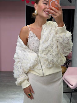 Кружевной бомбер Boho молочный