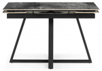 Керамический стол Woodville Силлем 120(180)х80 риальто серый темный, черный