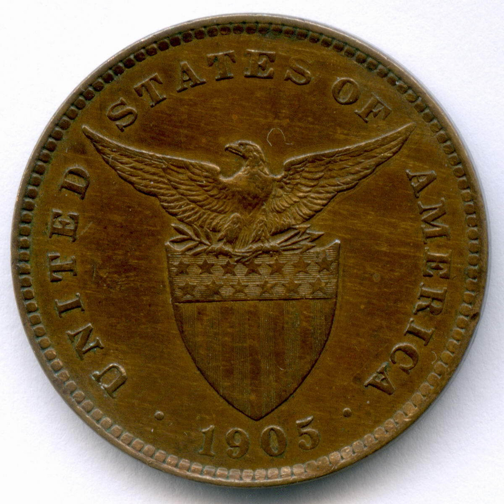 1 сентаво 1905 год. Филиппины (Администрация США). Бронза XF