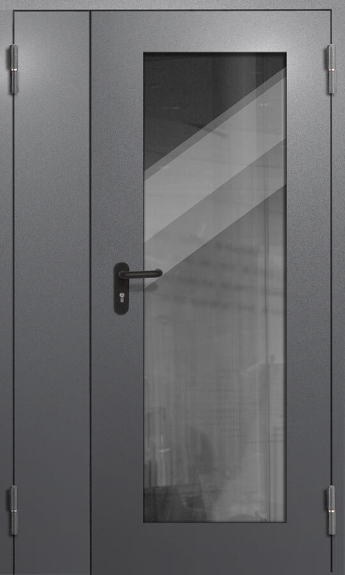 Полуторная входная дверь со стеклом во всю дверь - 1205