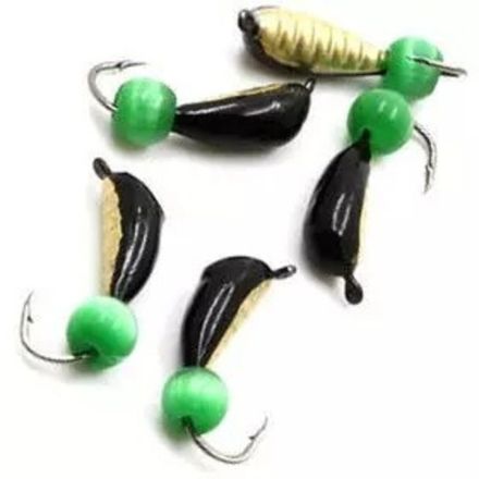 Мормышка вольф. безнасадочная "ЯМАН" Овсинка №3, вес 0,50 гр., кошачий глаз сверленый,  цв. Латунь