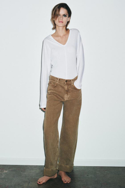 ZARA ДЖИНСЫ BAGGY СО СРЕДНЕЙ ПОСАДКОЙ — ZW COLLECTION, КОРИЧНЕВЫЙ