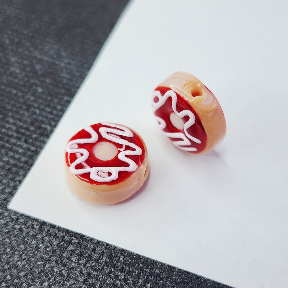 Бусина лэмпворк, пончик с глазурью, р-р 15мм, штучно